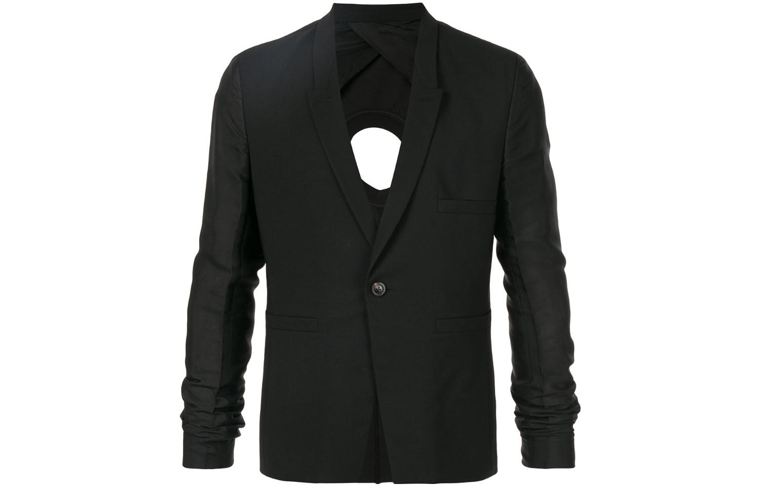 Rick Owens DRKSHDW FW22 Black Back Cutout Single-Breasted Jacket RR19S2703ZLRNSN-09