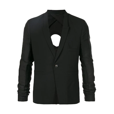 Rick Owens DRKSHDW FW22 Black Back Cutout Single-Breasted Jacket RR19S2703ZLRNSN-09