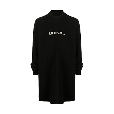 Rick Owens DRKSHDW FW22 Black Knit Cashmere Sweater with Letter Intarsia Menswear. RR02B2671WSBRU-0908