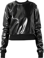 Rick Owens DRKSHDW FW22 Black Leather Crewneck Pullover Sweatshirt Men DS02B4223JRU-09 Rick Owens DRKSHDW FW22 Black Leather Crewneck Pullover Sweatshirt Men DS02B4223JRU-09