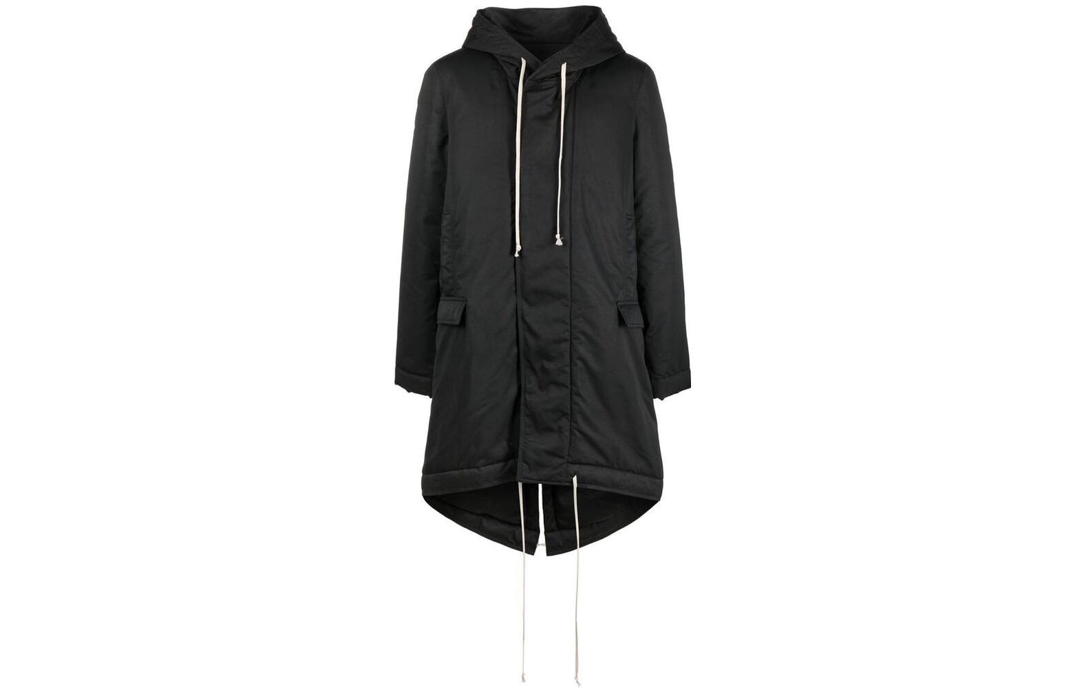 Rick Owens DRKSHDW FW22 Black Mid-Length Drawstring Hooded Jacket DU02B4950MU-09