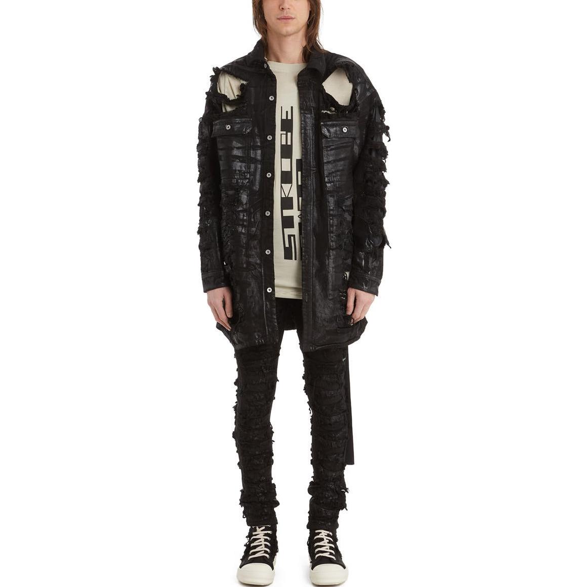 Purchase Rick Owens DRKSHDW FW22 男士黑色原边纽扣拉链牛仔裤 DU02B4364SBFLS-09