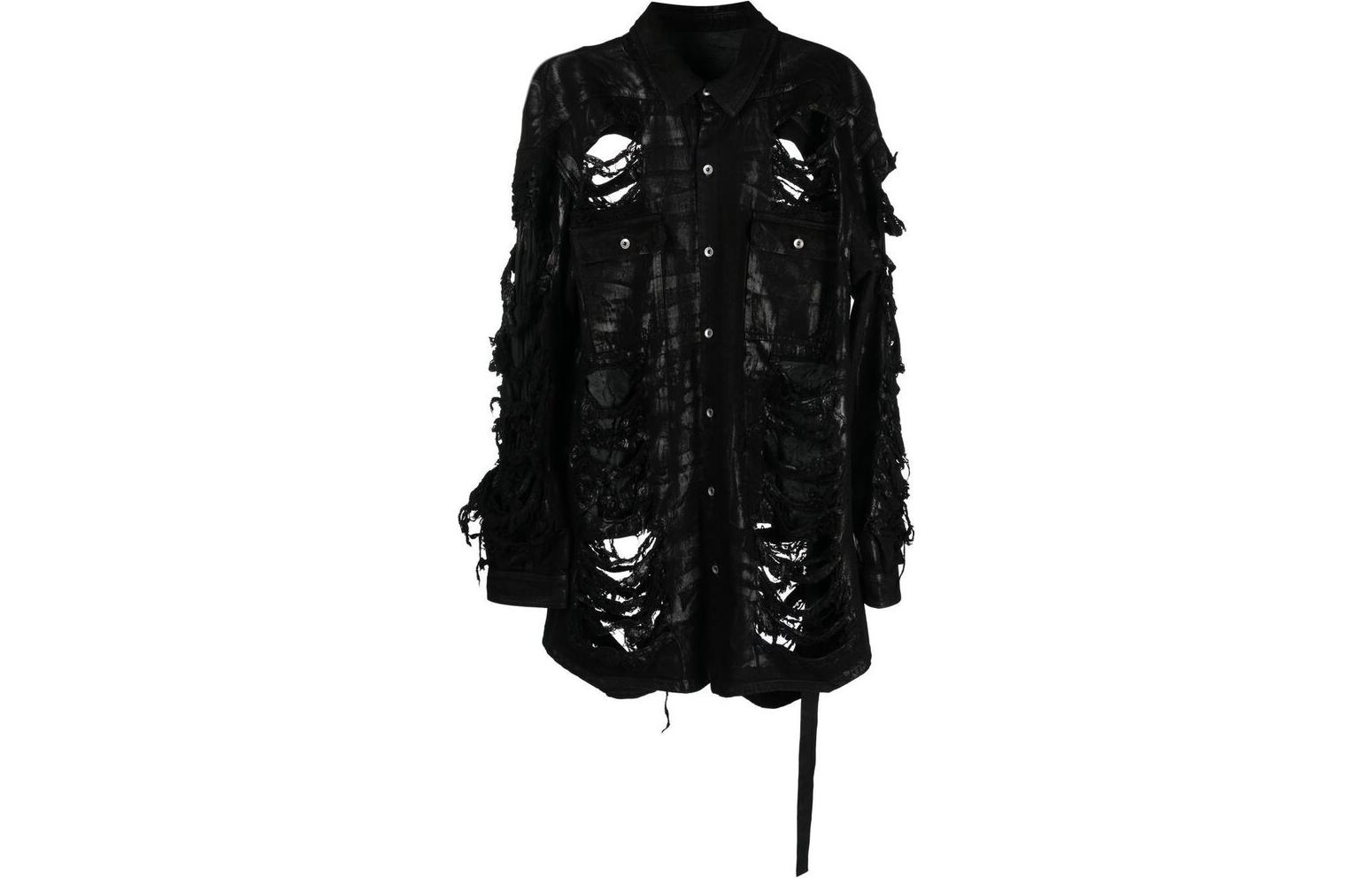 Rick Owens DRKSHDW FW22 Black Solid Cutout Relaxed Fit Long Sleeve Jacket Men DU02B4753BFLS09