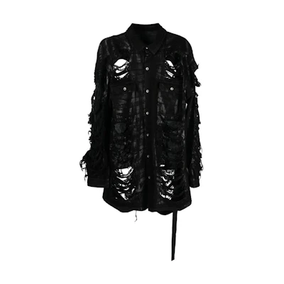 Rick Owens DRKSHDW FW22 Black Solid Cutout Relaxed Fit Long Sleeve Jacket Men DU02B4753BFLS09