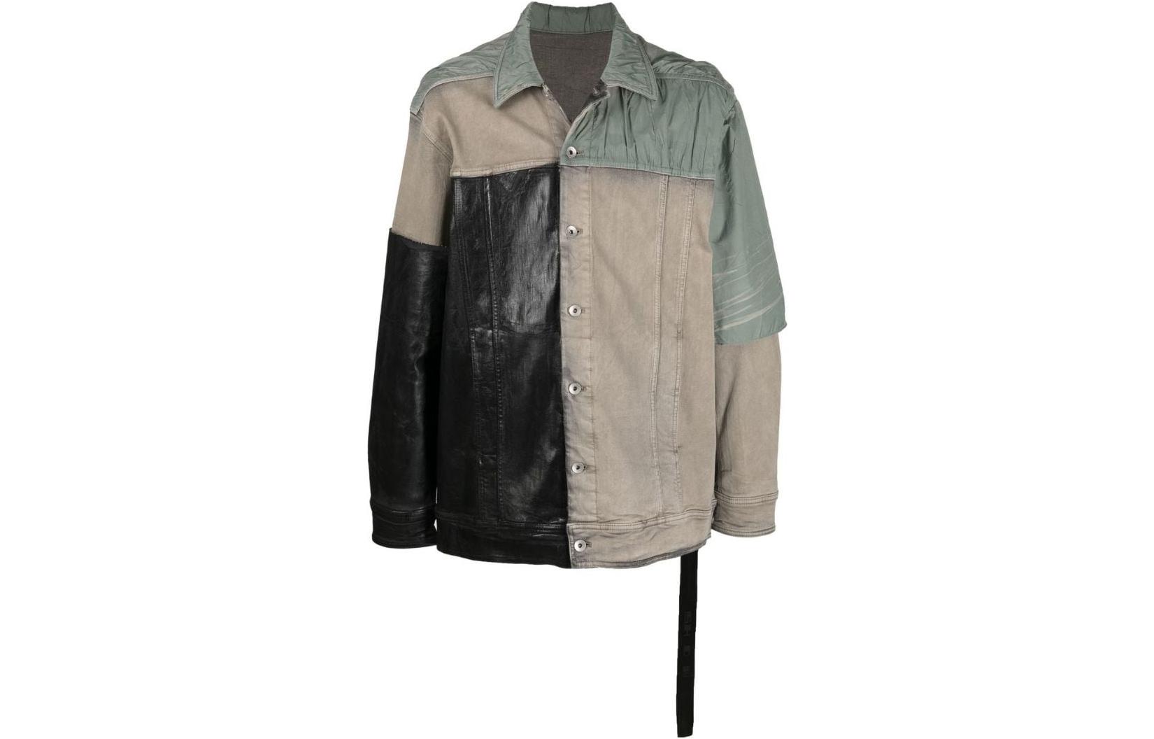 Rick Owens DRKSHDW FW22 Colorblock Button-Up Long Sleeve Shirt Jacket DU02B4761SCOMW138100