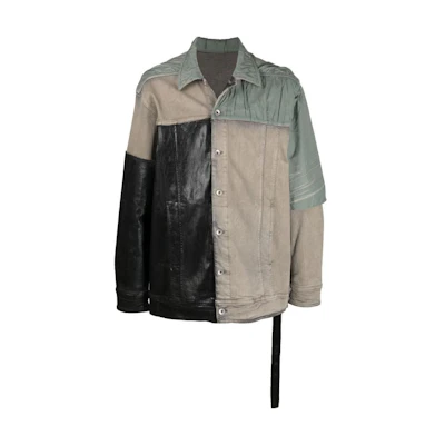 Rick Owens DRKSHDW FW22 Colorblock Button-Up Long Sleeve Shirt Jacket DU02B4761SCOMW138100