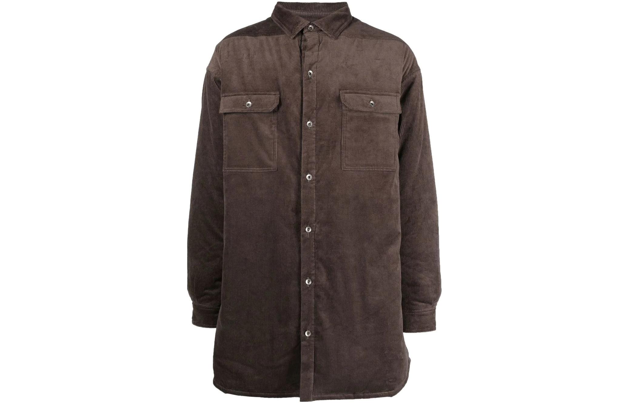 Rick Owens DRKSHDW FW22 Corduroy Button-Up Jacket Brown Menswear DU02B4753VS-34