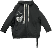 Rick Owens DRKSHDW FW22 Graffiti Print Hooded Jacket Unisex Black DS02B4716MUEP7-09 Rick Owens DRKSHDW FW22 Graffiti Print Hooded Jacket Unisex Black DS02B4716MUEP7-09