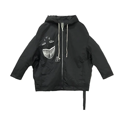 Rick Owens DRKSHDW FW22 Graffiti Print Hooded Jacket Unisex Black DS02B4716MUEP7-09