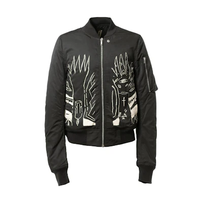 Rick Owens DRKSHDW FW22 Graphic Print Zip Jacket Black Outerwear DU02B4771MUEP3-908