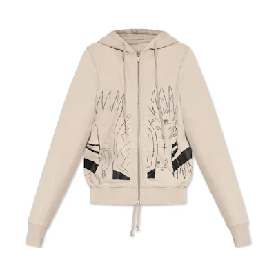 Rick Owens DRKSHDW FW22 Sketch Print Zip Hoodie Unisex Beige DS02B4237RIGEP30809