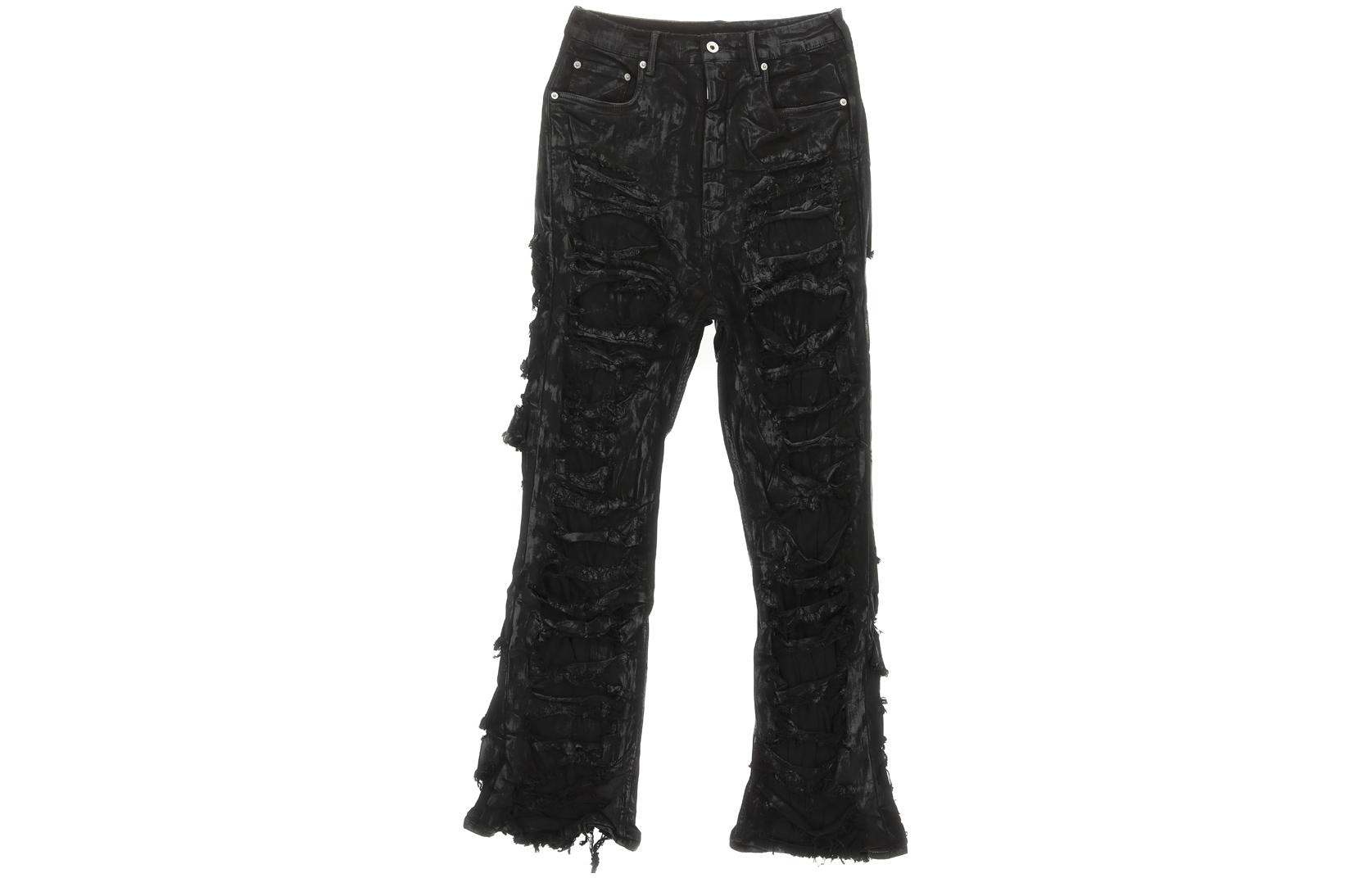 Rick Owens DRKSHDW FW23 Black Distressed Pocket Flared Jeans  Dark Style DU02C5356SBFLS09