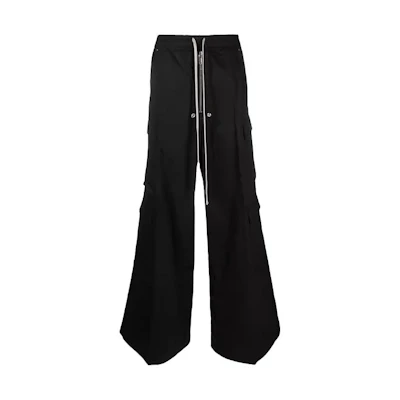 Rick Owens DRKSHDW FW23 Black Wide-Leg Cargo Pants with Drawstring for Men DU02C5398-TW-09
