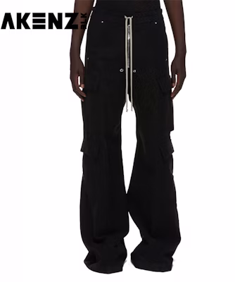 릭 오웬스 DRKSHDW FW23 남성용 블랙 와이드레그 드로스트링 카고팬츠 DU02C5398-TW-09 Shop 릭 오웬스 DRKSHDW FW23 남성용 블랙 와이드레그 드로스트링 카고팬츠 DU02C5398-TW-09