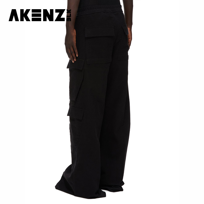 Purchase 릭 오웬스 DRKSHDW FW23 남성용 블랙 와이드레그 드로스트링 카고팬츠 DU02C5398-TW-09