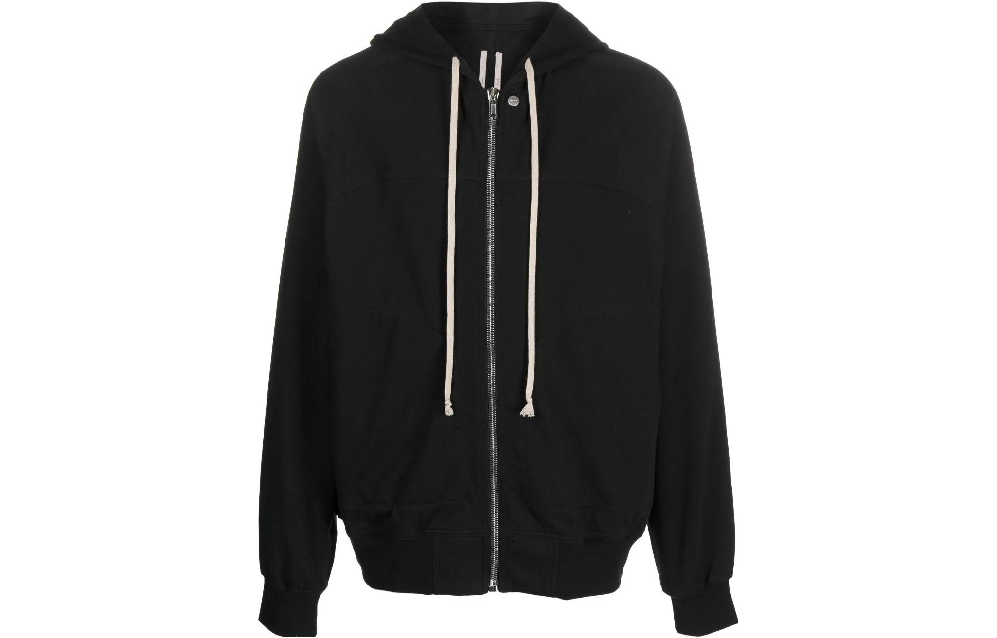 Rick Owens DRKSHDW FW23 Black Zip-Up Cotton Hoodie Mens RU02C7241BA-09