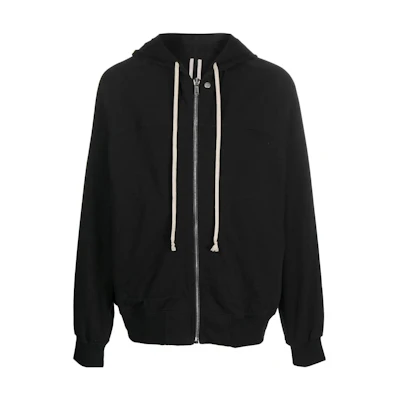 Rick Owens DRKSHDW FW23 Black Zip-Up Cotton Hoodie Mens RU02C7241BA-09