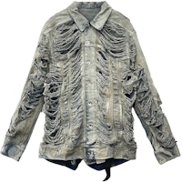 Rick Owens DRKSHDW FW23 Distressed Buttoned Denim Jacket Unisex Blue. DU02C5761DMPSH Rick Owens DRKSHDW FW23 Distressed Buttoned Denim Jacket Unisex Blue. DU02C5761DMPSH