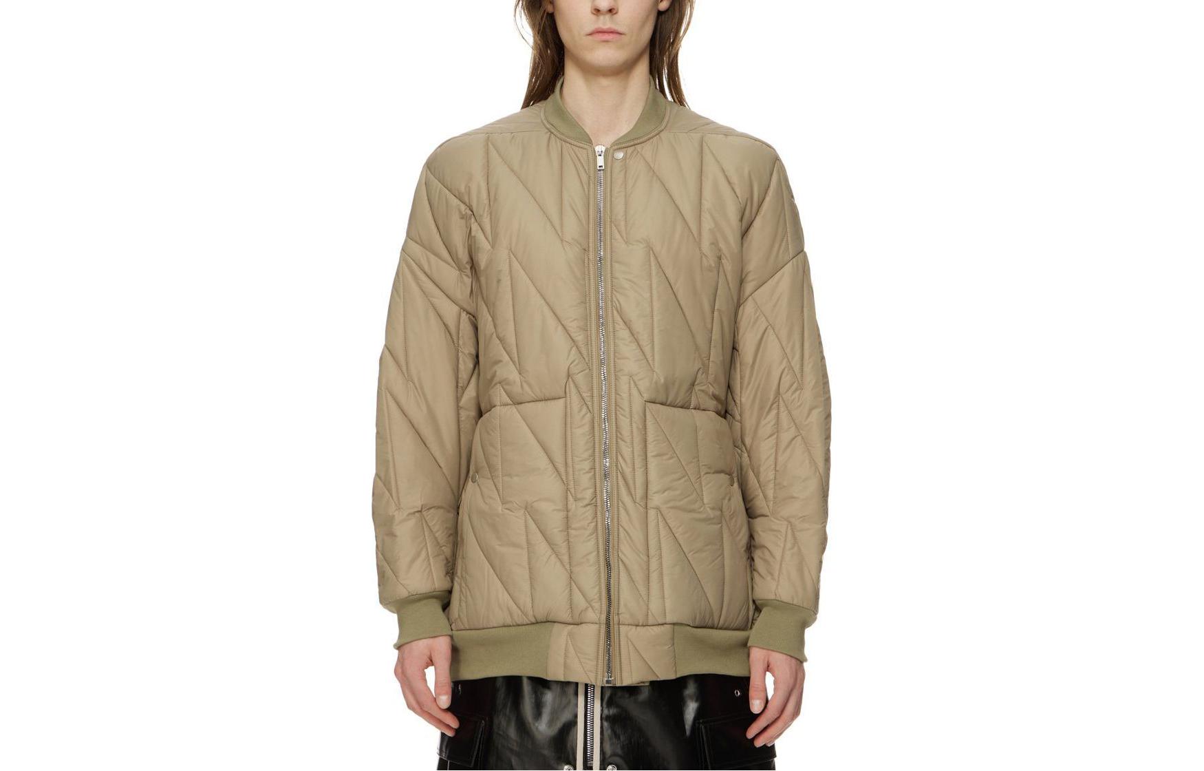 Rick Owens DRKSHDW FW23 Khaki Ribbed Zip-Up High Neck Jacket DU02C5776NPQ-25