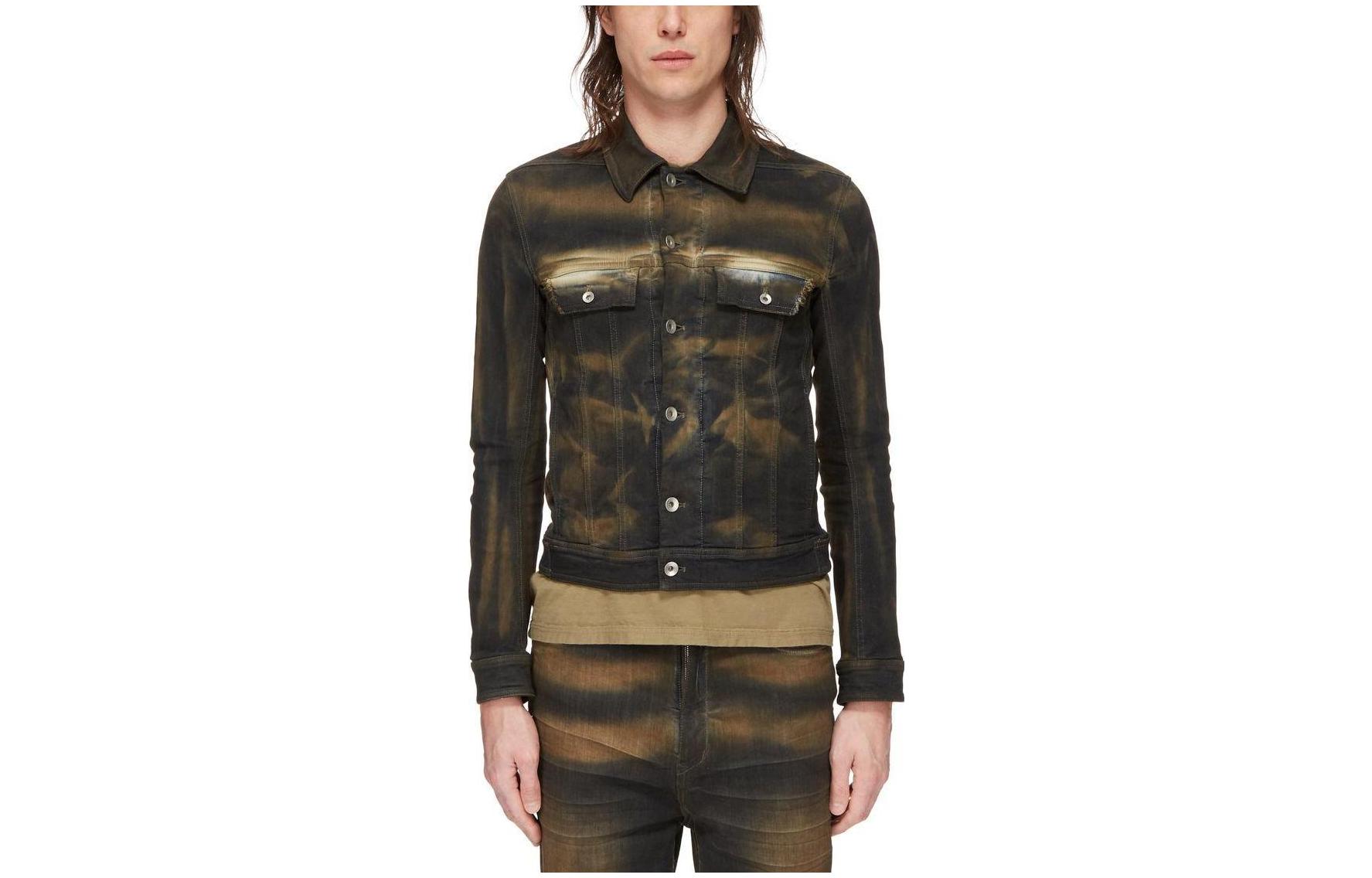 Rick Owens DRKSHDW FW23 Luxor Trucker Jacket Mud Wash Stretch Denim Mens Multicolor DU02C5751SDM-84
