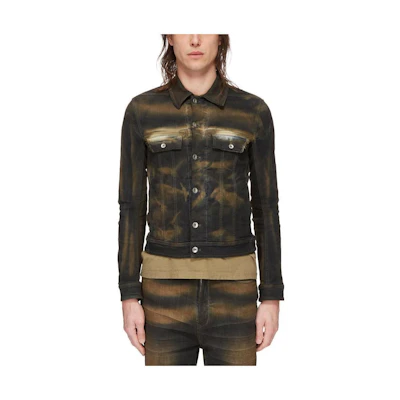 Rick Owens DRKSHDW FW23 Luxor Trucker Jacket Mud Wash Stretch Denim Mens Multicolor DU02C5751SDM-84