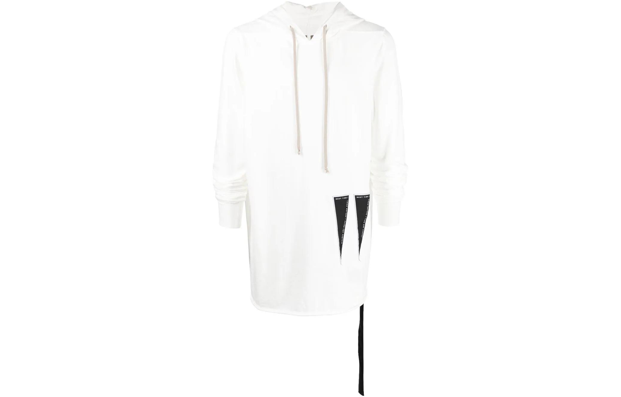 Rick Owens DRKSHDW FW23 Solid Patch Cotton Hoodie White - DU02B4285RIGEH110