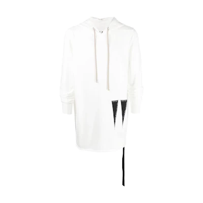 Rick Owens DRKSHDW FW23 Solid Patch Cotton Hoodie White - DU02B4285RIGEH110