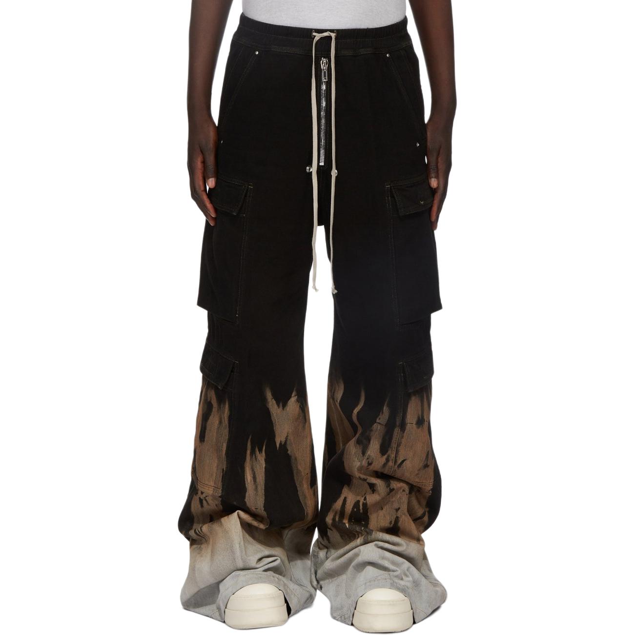 Order Rick Owens DRKSHDW FW24 彈性腰寬褲鉚釘牛仔褲 黑色 DU02D2398BSUN-0983