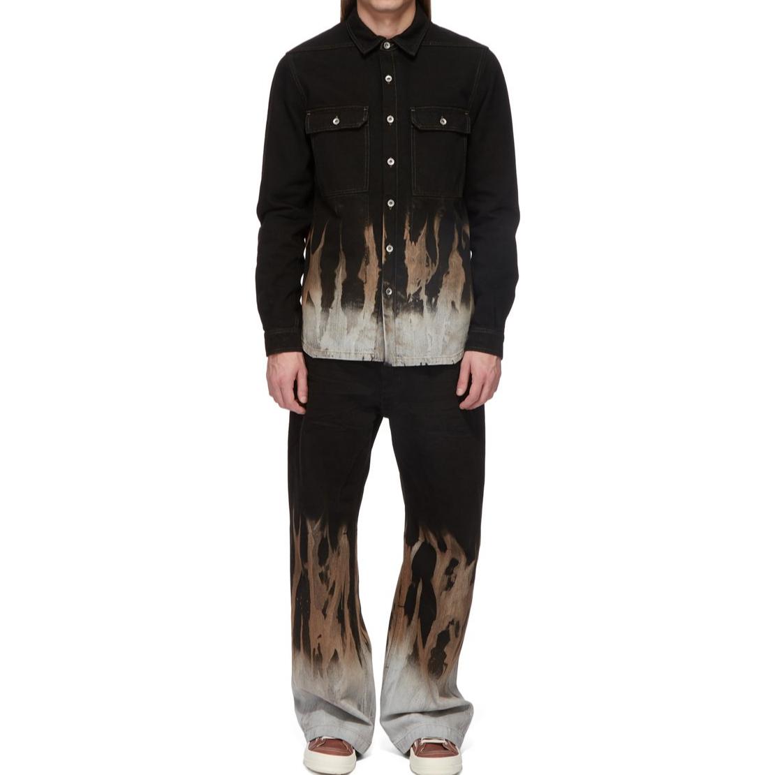 Shop Rick Owens DRKSHDW FW24松紧中腰黑色铆钉牛仔裤男装 DU02D2351BSUN-0983