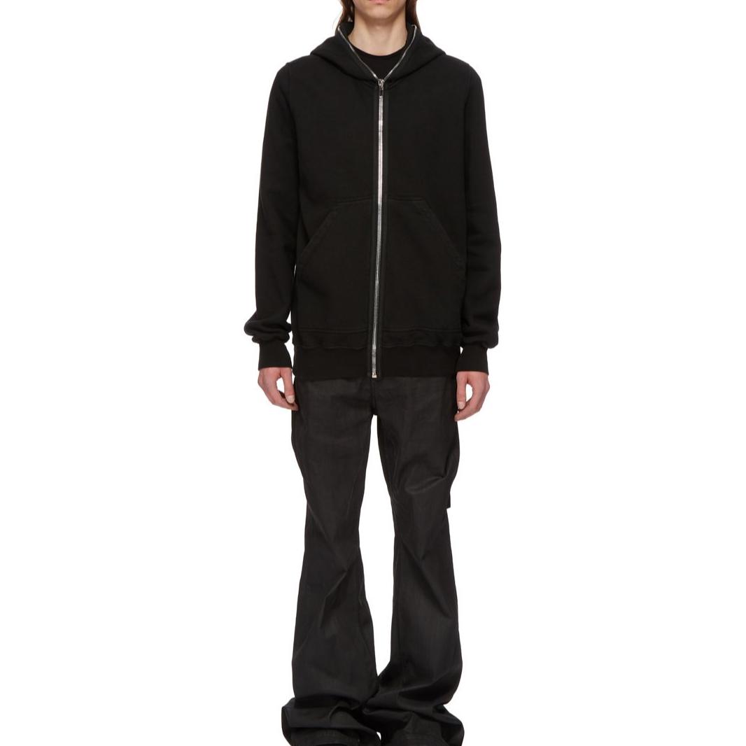 Shop Rick Owens DRKSHDW FW24男士黑色宽松连帽拉链卫衣 DU02D2283F-09
