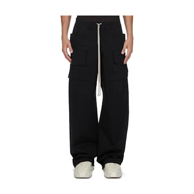 Rick Owens DRKSHDW FW24 Relaxed Fit Elastic Waist Pants Black Mens DU02D2394TW-09
