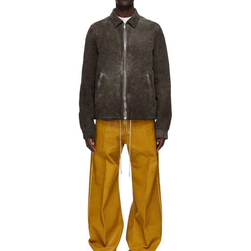 Shop Rick Owens DRKSHDW FW24 男士深灰色软拉链口袋棉夹克 DU02D2783MO-34