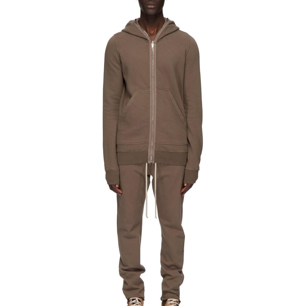 Shop Rick Owens DRKSHDW FW24 男士深灰色条纹拉链连帽衫 DU02D2291F-34