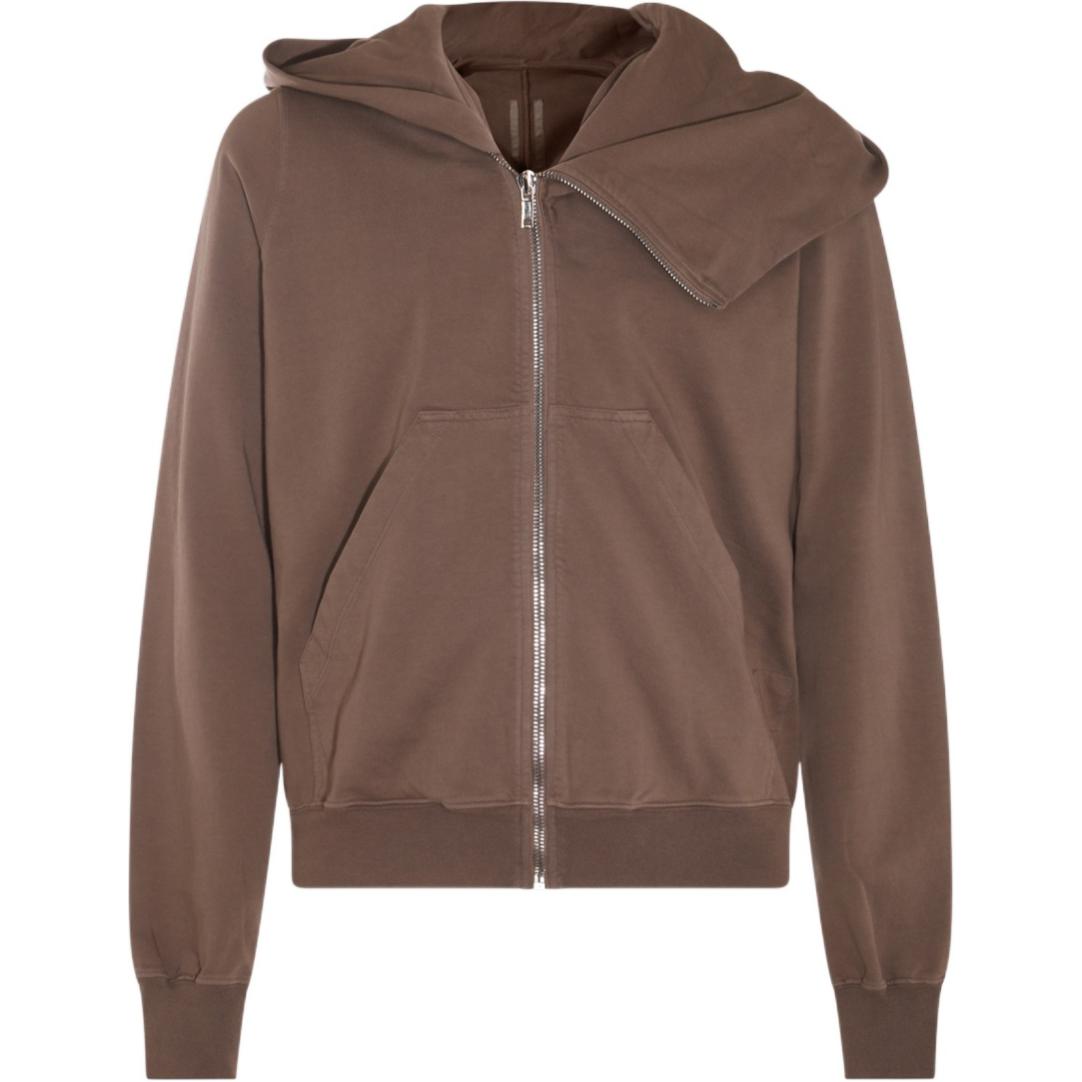 Rick Owens DRKSHDW Grey Solid Color Zip Hoodie Jacket DU01D1286RIG-34