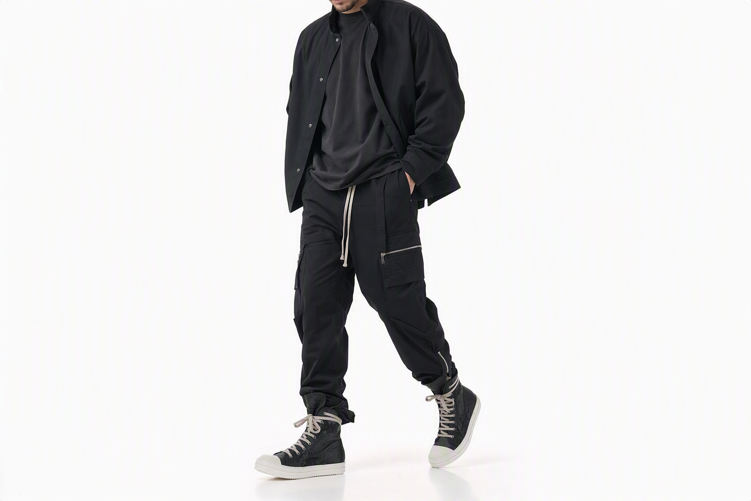 Order Rick Owens DRKSHDW高帮'黑色时尚' DU02B4800BFLS-911