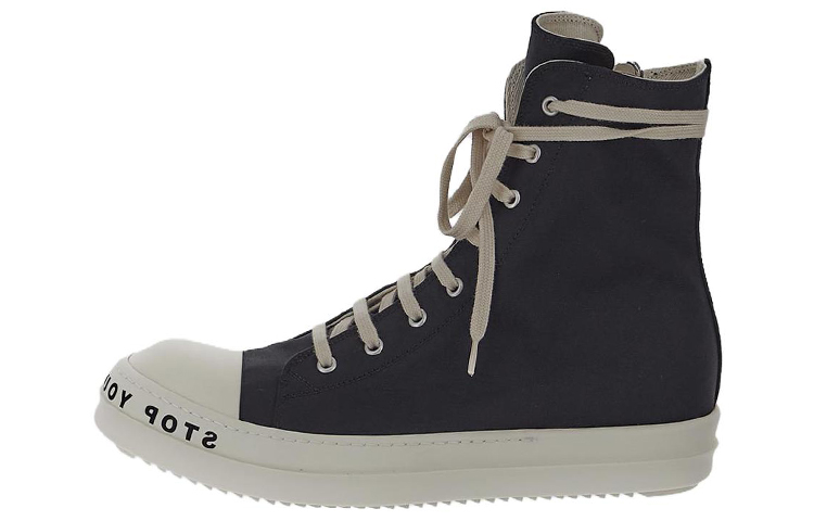 Buy 瑞克歐文斯 DRKSHDW 綿布尼龍 高筒綁帶 時尚板鞋 男款 黑色