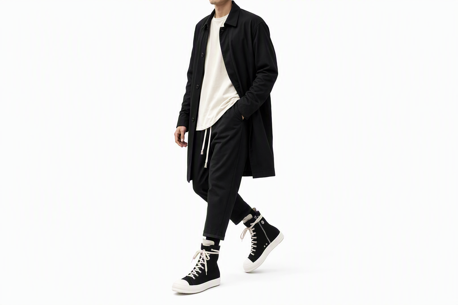 Order Rick Owens DRKSHDW 高帮鞋 '黑白色' DU01C6800DQES1-911