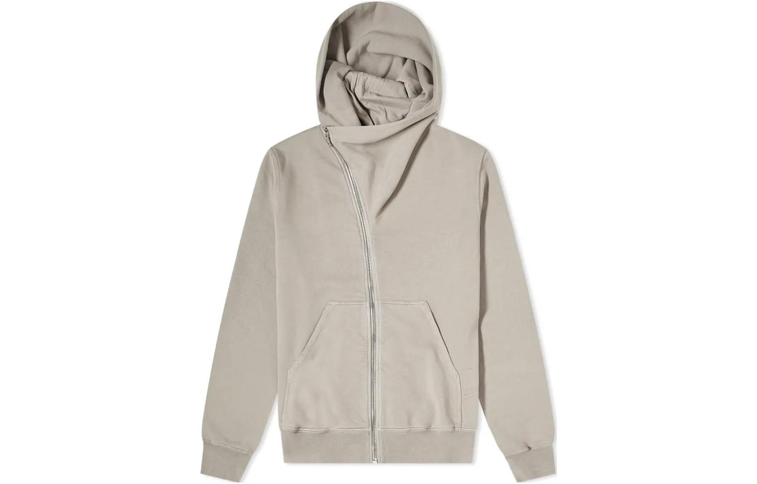 Rick Owens DRKSHDW Khaki Asymmetric Zip Hoodie DU20F1286-F-74