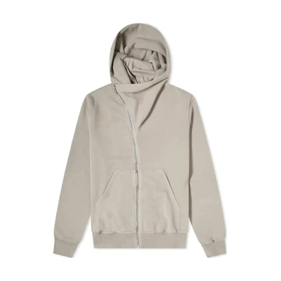 Rick Owens DRKSHDW Khaki Asymmetric Zip Hoodie DU20F1286-F-74