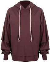 Rick Owens DRKSHDW Layered Sleeve Drawstring Hoodie Burgundy SS21 DS21S2234-RN Rick Owens DRKSHDW Layered Sleeve Drawstring Hoodie Burgundy SS21 DS21S2234-RN