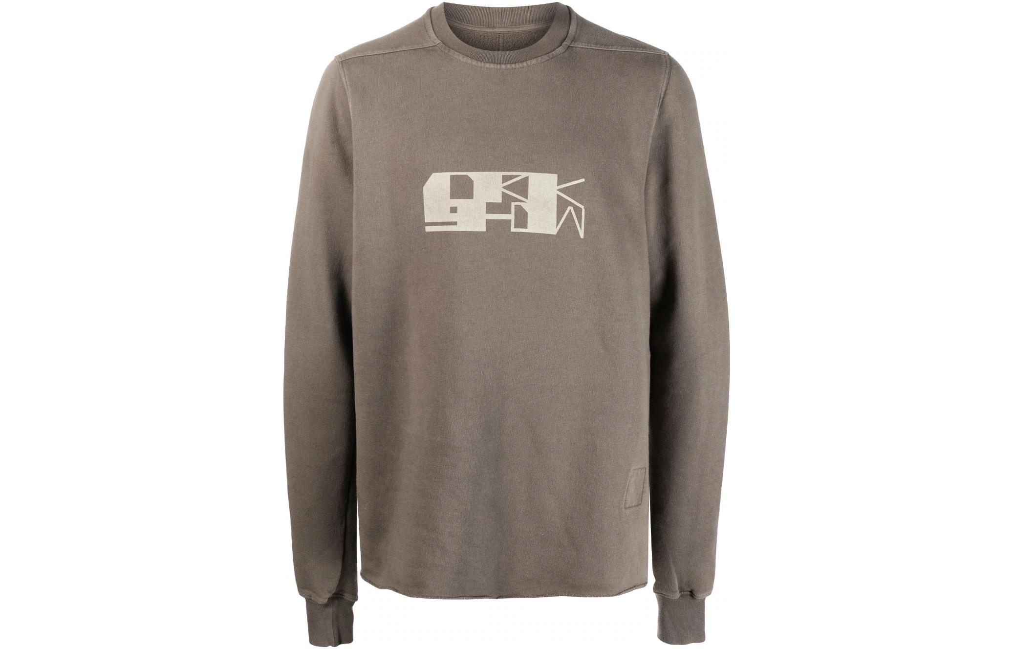 Rick Owens DRKSHDW Letter Print Crewneck Long Sleeve Sweatshirt Mist Gray Mens DU01C6279FE-P4