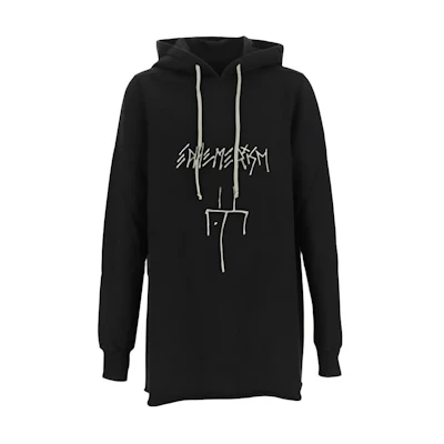 Rick Owens DRKSHDW Letter Print Drawstring Hoodie Black DU02B4285FEP10908