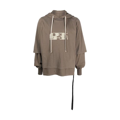 Rick Owens DRKSHDW Letter Print Hoodie Khaki DU01C6281RNEP4