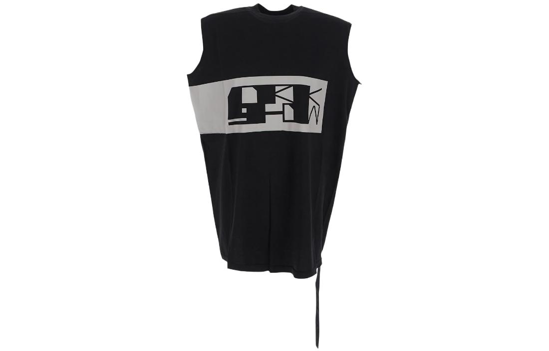 Order Rick Owens DRKSHDW Tank Top Tanpa Lengan Hitam dengan Cetak Huruf DU02C5158RNEP2-0908
