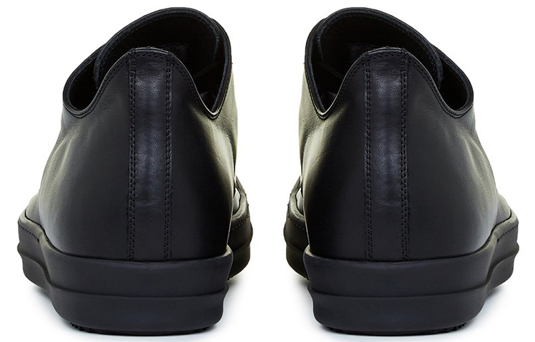 Shop RICK OWENS Tecuatl 皮革低筒運動鞋 黑