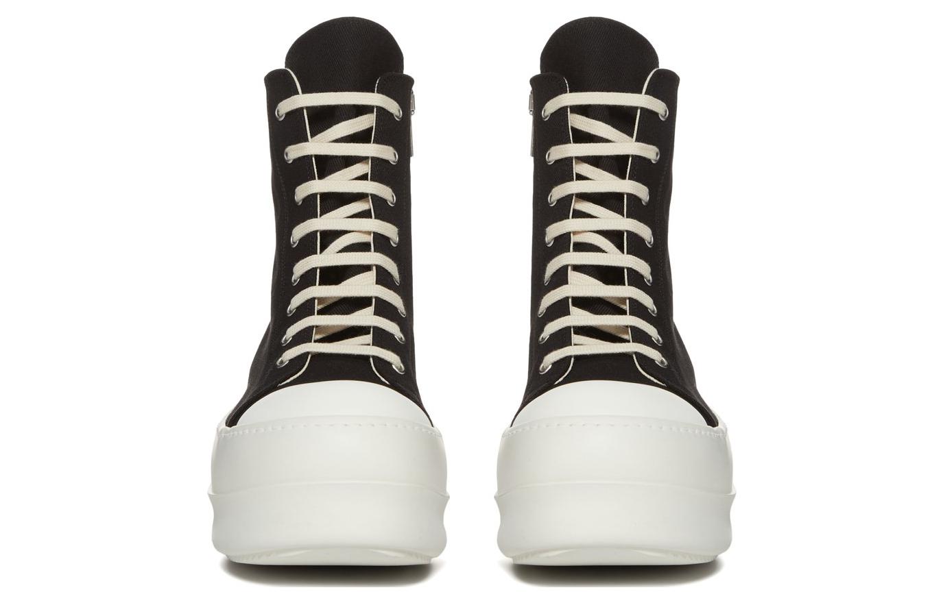 Lookbook Rick Owens DRKSHDW 織物 圓頭綁帶 高筒 帆布鞋 男款 黑色