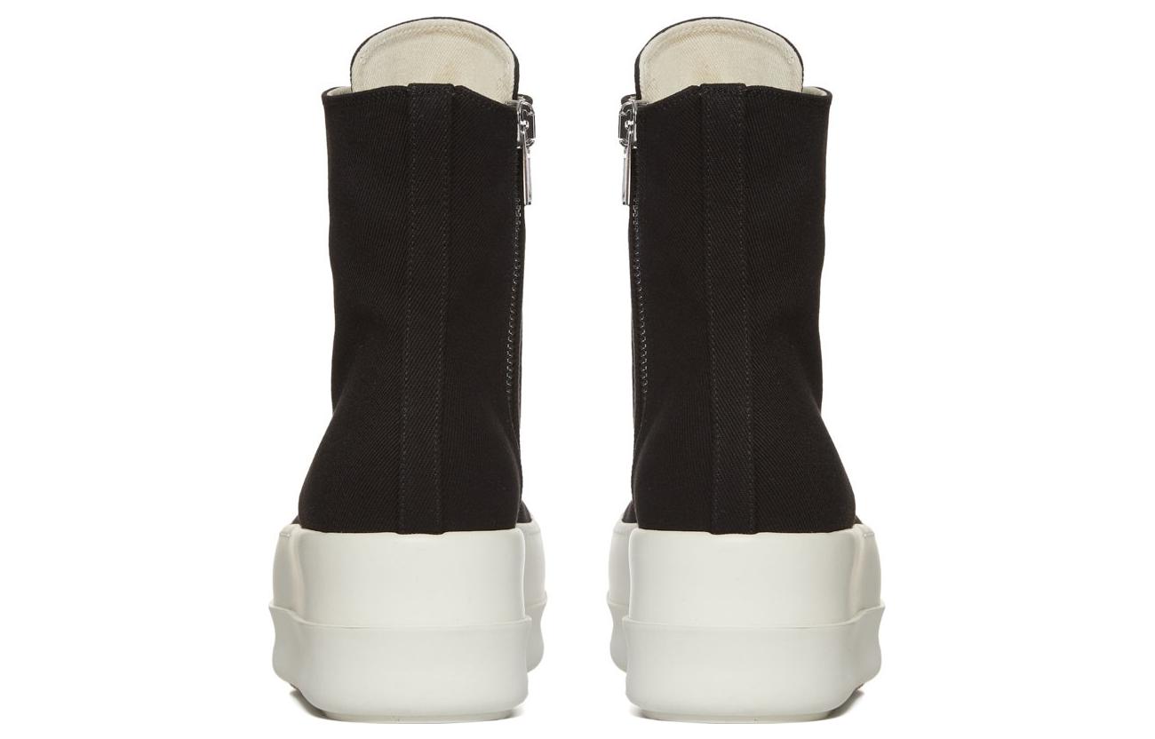Shop Rick Owens DRKSHDW 織物 圓頭綁帶 高筒 帆布鞋 男款 黑色