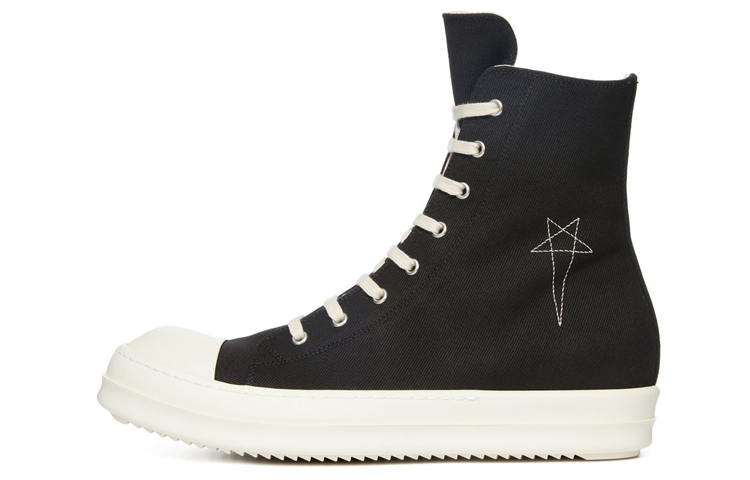 Buy 瑞克·歐文斯 DRKSHDW 牛仔布 套染 高筒綁帶 高筒 休閒鞋 男款 黑色