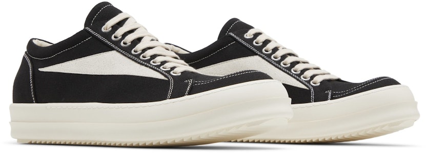 瑞克歐文斯 DRKSHDW 圓頭綁帶 低筒 板鞋 男款 黑色 2