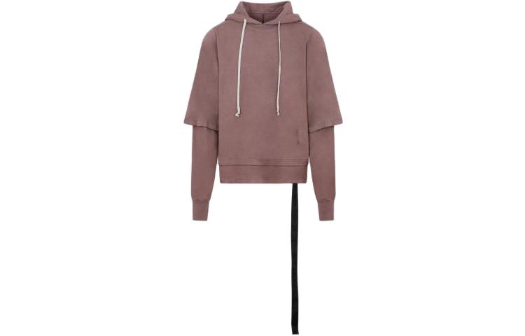 Rick Owens DRKSHDW Maroon Layered Hoodie Long Sleeve Pullover DU02C5281RN-43